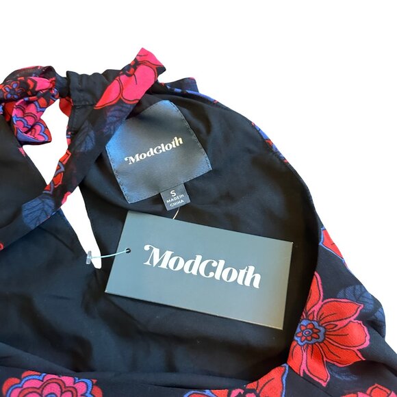 Modcloth Illuminated Elegance Floral Print Maxi Dress Halter Neck Size Small NWT - Picture 11 of 12